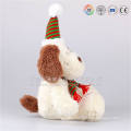 Dongguan GSV 25CM White plush dog pet with Christmas hats stuffed toy
